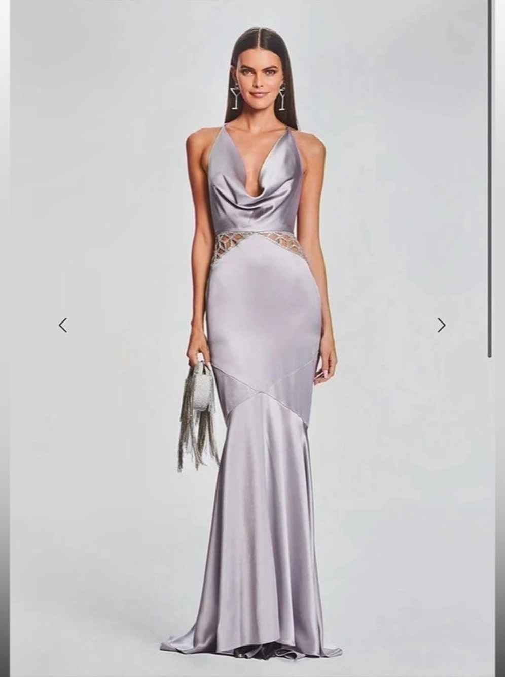 Retrofete Chantelle Dress Satin Maxi Dress in Mink Grey